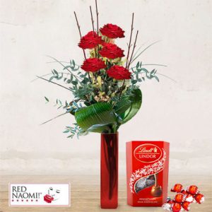 5 Red Roses long stem & Chocolates